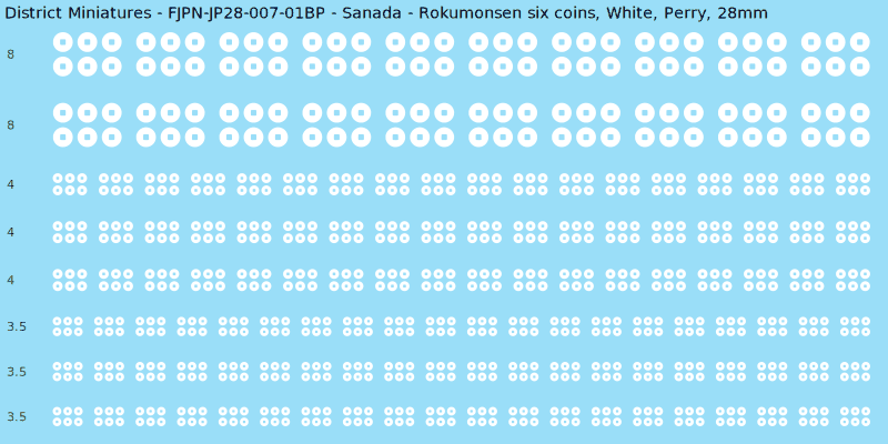 Sanada clan mon, White waterslide decal sheet, Perry banner sizes, 28mm