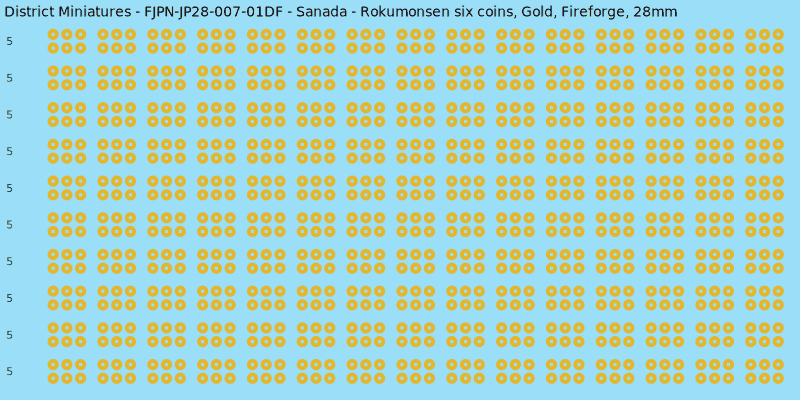 Sanada clan mon, Yellow/Gold waterslide decal sheet, Fireforge banner sizes, 28mm