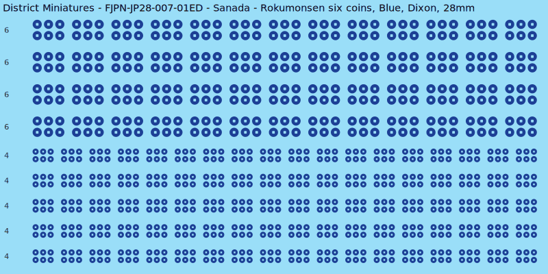 Sanada clan mon, Blue waterslide decal sheet, Dixon banner sizes, 28mm