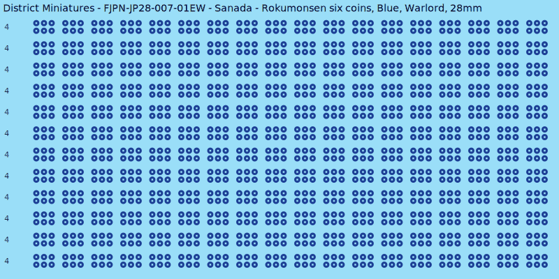 Sanada clan mon, Blue waterslide decal sheet, Warlord banner sizes, 28mm