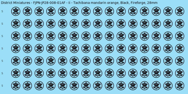 Ii clan mon, Black waterslide decal sheet, Fireforge banner sizes, 28mm