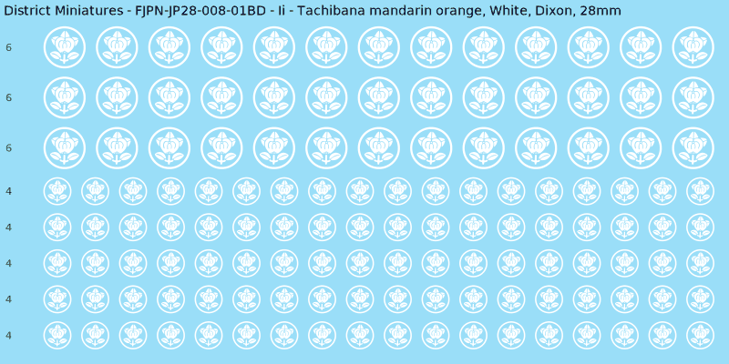 Ii clan mon, White waterslide decal sheet, Dixon banner sizes, 28mm