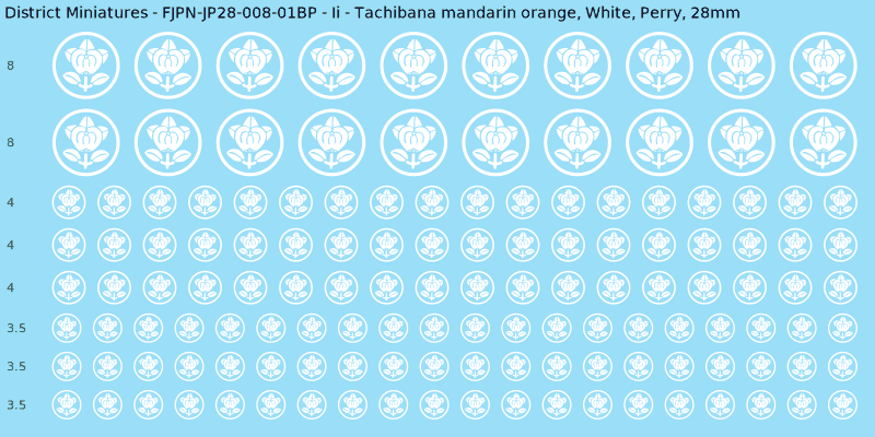 Ii clan mon, White waterslide decal sheet, Perry banner sizes, 28mm