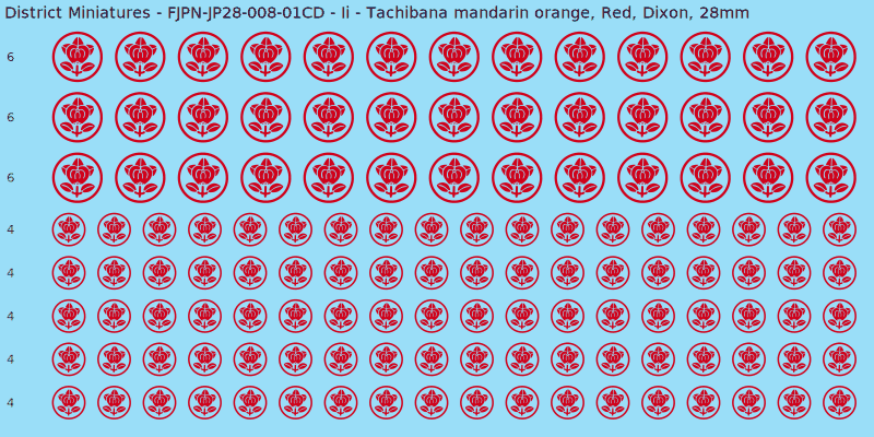 Ii clan mon, Red waterslide decal sheet, Dixon banner sizes, 28mm