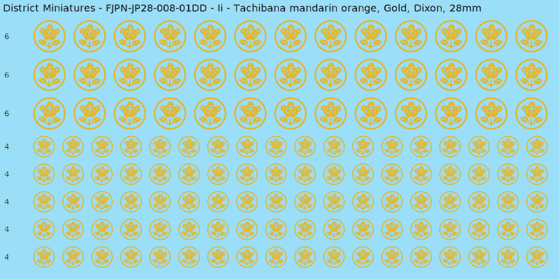 Ii clan mon, Yellow/Gold waterslide decal sheet, Dixon banner sizes, 28mm