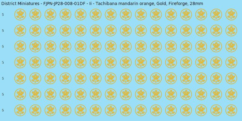 Ii clan mon, Yellow/Gold waterslide decal sheet, Fireforge banner sizes, 28mm