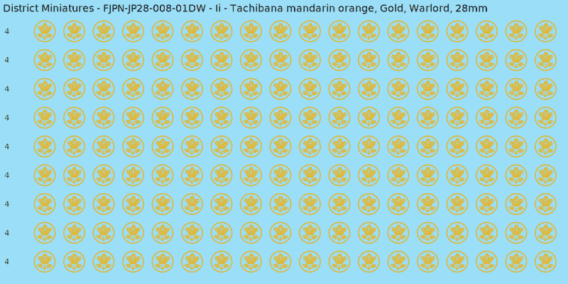 Ii clan mon, Yellow/Gold waterslide decal sheet, Warlord banner sizes, 28mm