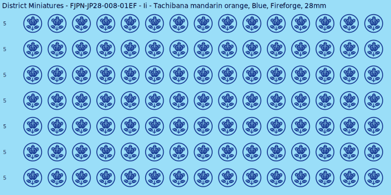 Ii clan mon, Blue waterslide decal sheet, Fireforge banner sizes, 28mm