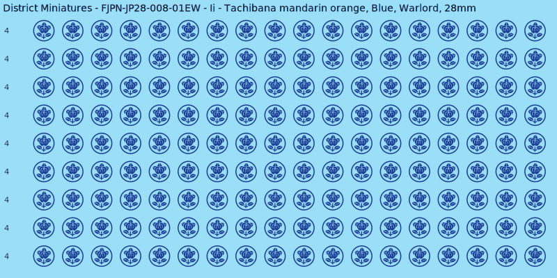 Ii clan mon, Blue waterslide decal sheet, Warlord banner sizes, 28mm