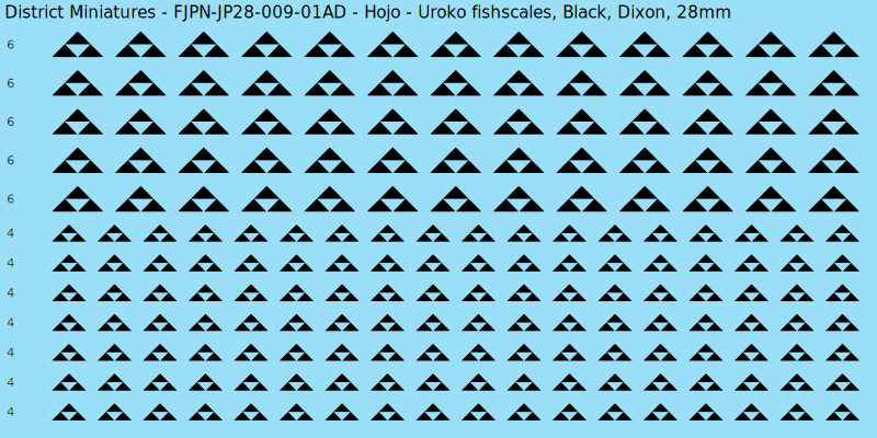 Hojo clan mon, Black waterslide decal sheet, Dixon banner sizes, 28mm