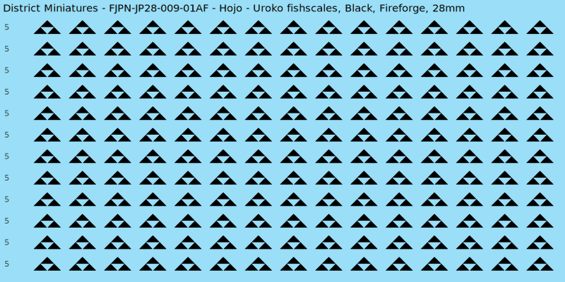 Hojo clan mon, Black waterslide decal sheet, Fireforge banner sizes, 28mm