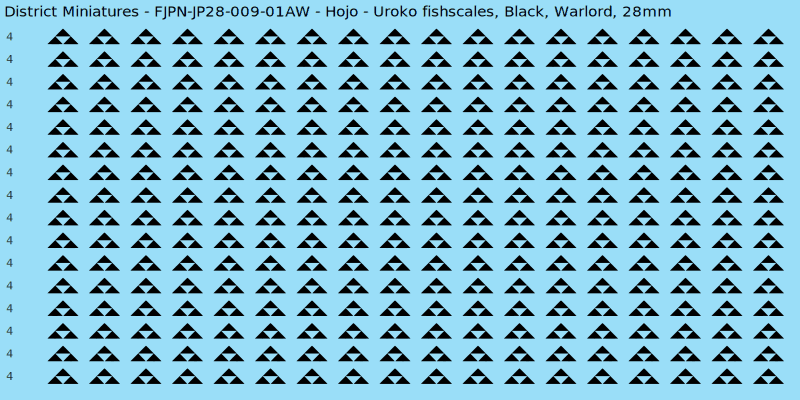 Hojo clan mon, Black waterslide decal sheet, Warlord banner sizes, 28mm