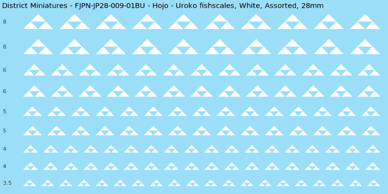 Hojo clan mon, Uroko fishscales, White waterslide decal sheet, 28mm