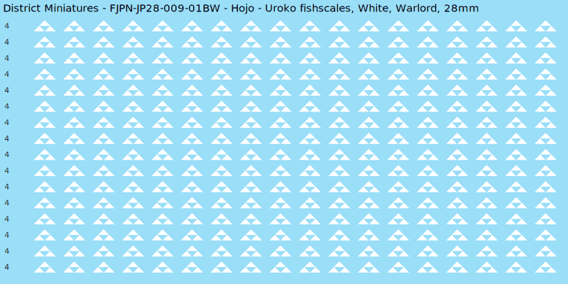 Hojo clan mon, White waterslide decal sheet, Warlord banner sizes, 28mm