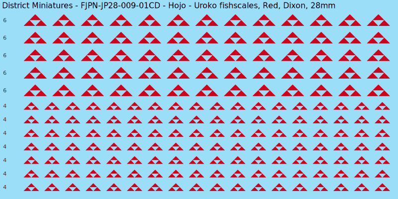 Hojo clan mon, Red waterslide decal sheet, Dixon banner sizes, 28mm