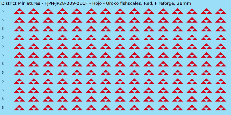 Hojo clan mon, Red waterslide decal sheet, Fireforge banner sizes, 28mm