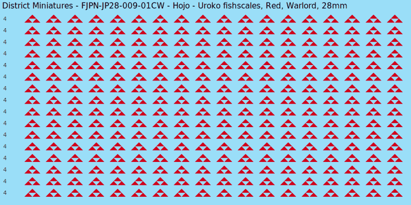 Hojo clan mon, Red waterslide decal sheet, Warlord banner sizes, 28mm