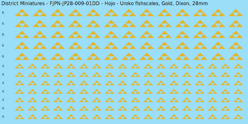 Hojo clan mon, Yellow/Gold waterslide decal sheet, Dixon banner sizes, 28mm