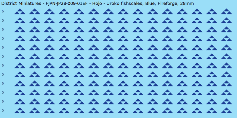 Hojo clan mon, Blue waterslide decal sheet, Fireforge banner sizes, 28mm