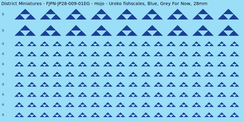 Hojo clan mon, Blue waterslide decal sheet, Grey For Now banner sizes, 28mm