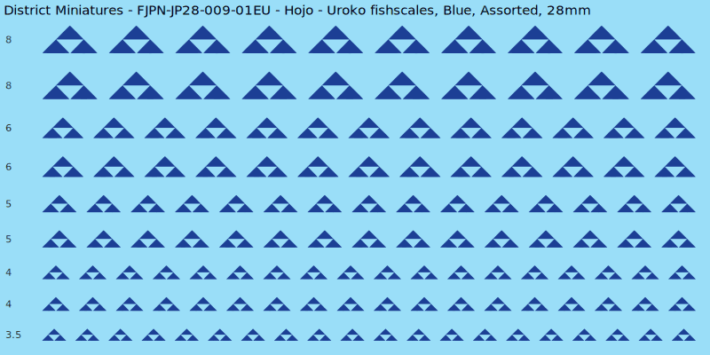 Hojo clan mon, Uroko fishscales, Blue waterslide decal sheet, 28mm