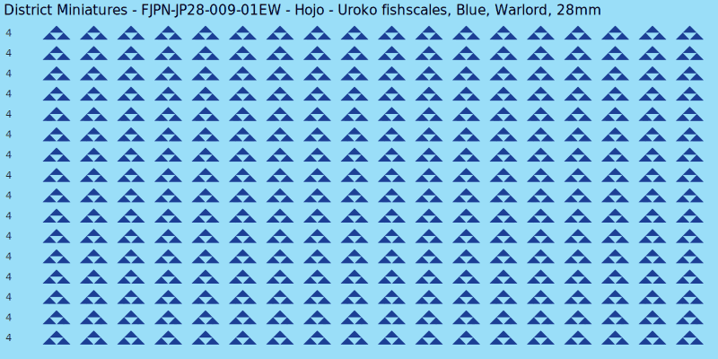 Hojo clan mon, Blue waterslide decal sheet, Warlord banner sizes, 28mm