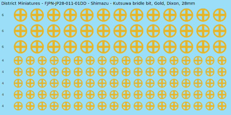 Shimazu clan mon, Yellow/Gold waterslide decal sheet, Dixon banner sizes, 28mm