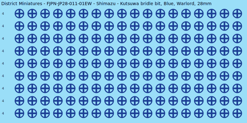 Shimazu clan mon, Blue waterslide decal sheet, Warlord banner sizes, 28mm