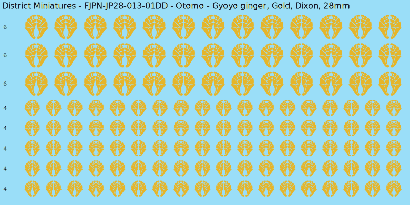 Otomo clan mon, Yellow/Gold waterslide decal sheet, Dixon banner sizes, 28mm