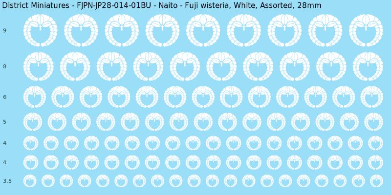 Naito clan mon, Fuji wisteria, White waterslide decal sheet, 28mm