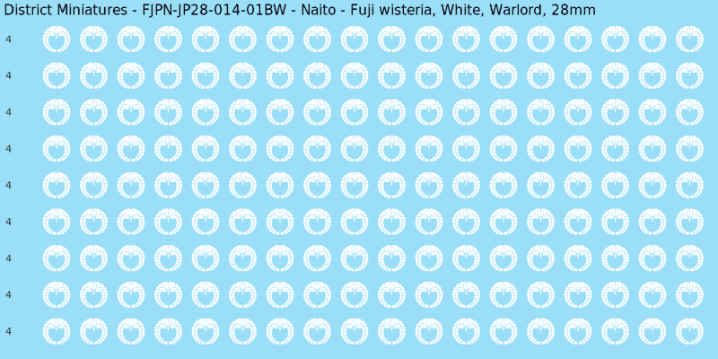 Naito clan mon, White waterslide decal sheet, Warlord banner sizes, 28mm