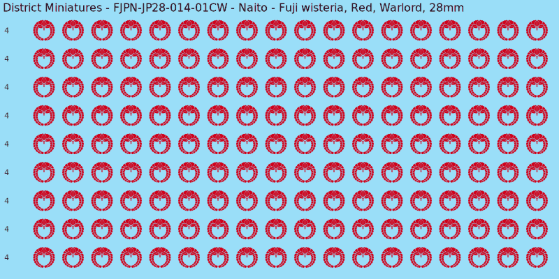 Naito clan mon, Red waterslide decal sheet, Warlord banner sizes, 28mm