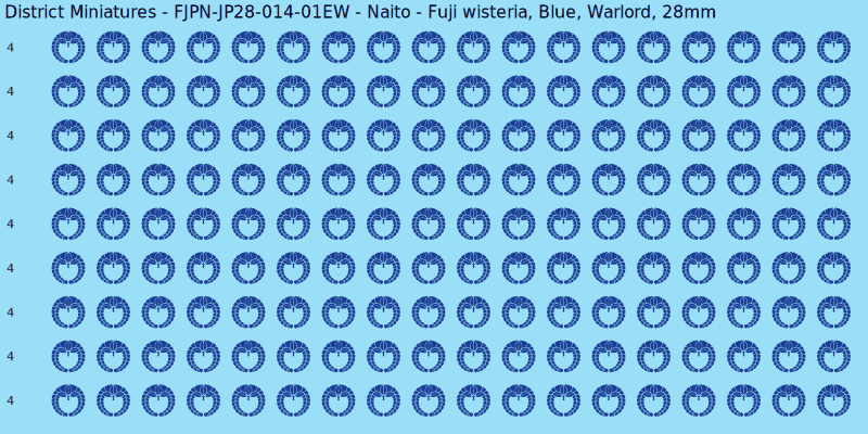 Naito clan mon, Blue waterslide decal sheet, Warlord banner sizes, 28mm