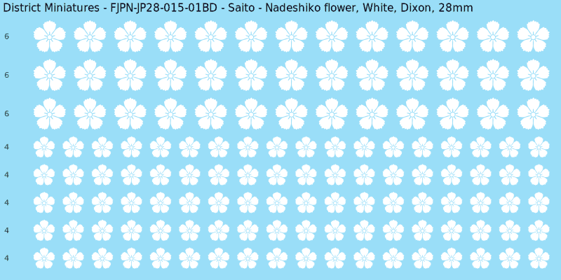 Saito clan mon, White waterslide decal sheet, Dixon banner sizes, 28mm