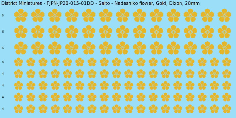 Saito clan mon, Yellow/Gold waterslide decal sheet, Dixon banner sizes, 28mm