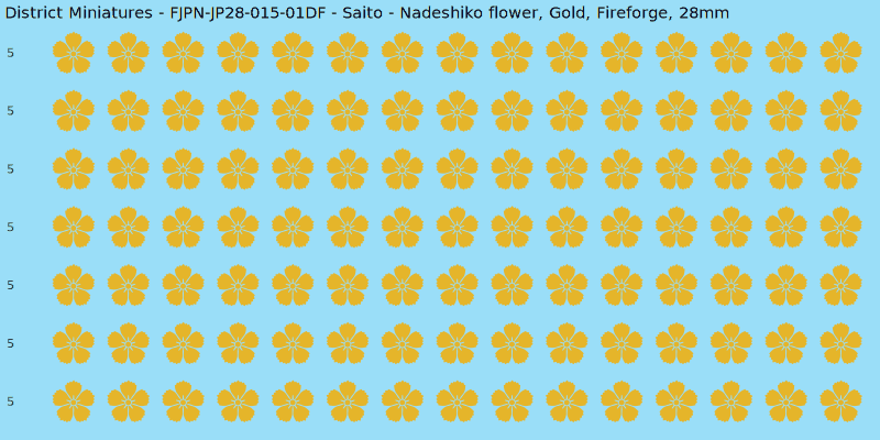 Saito clan mon, Yellow/Gold waterslide decal sheet, Fireforge banner sizes, 28mm
