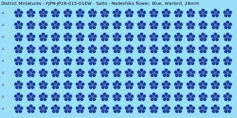 Saito clan mon, Blue waterslide decal sheet, Warlord banner sizes, 28mm