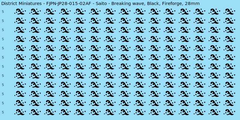 Saito clan mon, Black waterslide decal sheet, Fireforge banner sizes, 28mm
