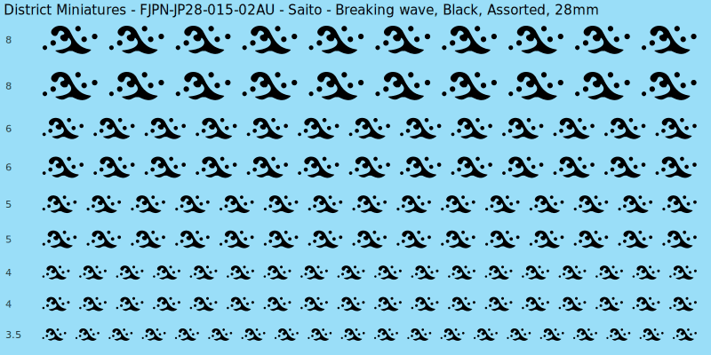 Saito clan mon, Breaking wave, Black waterslide decal sheet, 28mm