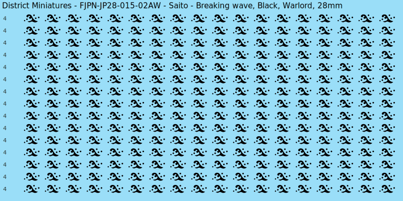 Saito clan mon, Black waterslide decal sheet, Warlord banner sizes, 28mm