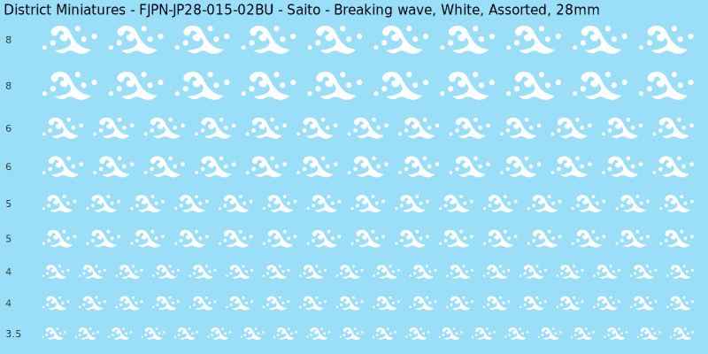 Saito clan mon, Breaking wave, White waterslide decal sheet, 28mm