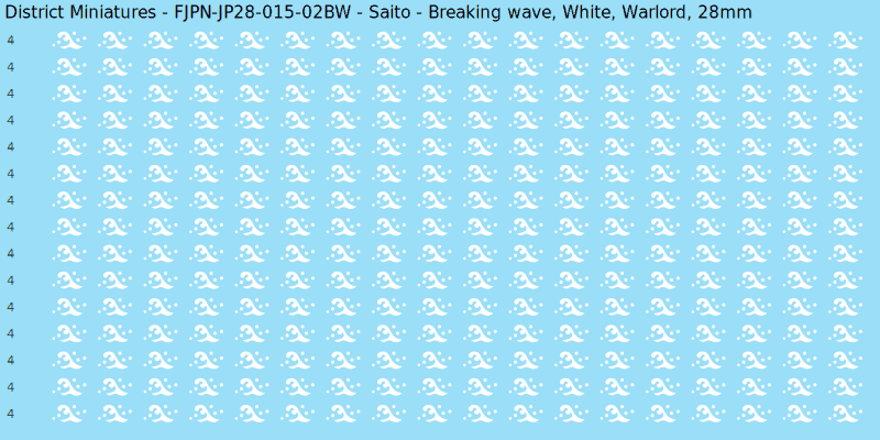 Saito clan mon, White waterslide decal sheet, Warlord banner sizes, 28mm