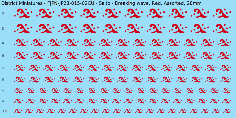 Saito clan mon, Breaking wave, Red waterslide decal sheet, 28mm
