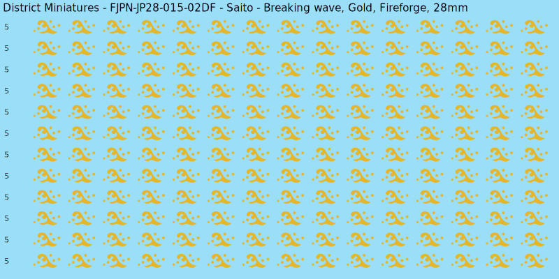 Saito clan mon, Yellow/Gold waterslide decal sheet, Fireforge banner sizes, 28mm