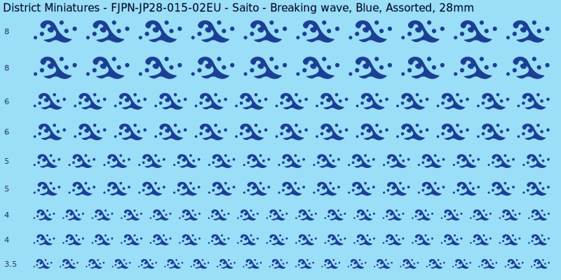 Saito clan mon, Breaking wave, Blue waterslide decal sheet, 28mm