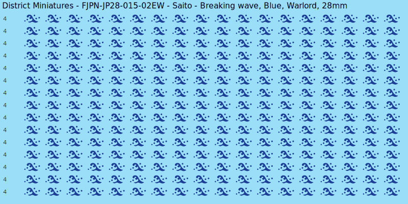 Saito clan mon, Blue waterslide decal sheet, Warlord banner sizes, 28mm
