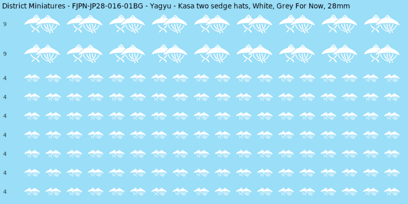 Yagyu clan mon, White waterslide decal sheet, Grey For Now banner sizes, 28mm
