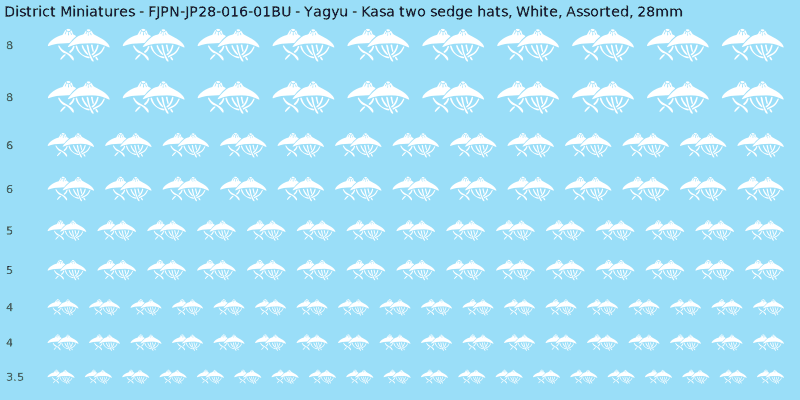Yagyu clan mon, Kasa two sedge hats, White waterslide decal sheet, 28mm