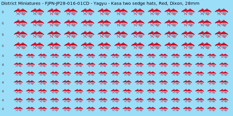 Yagyu clan mon, Red waterslide decal sheet, Dixon banner sizes, 28mm
