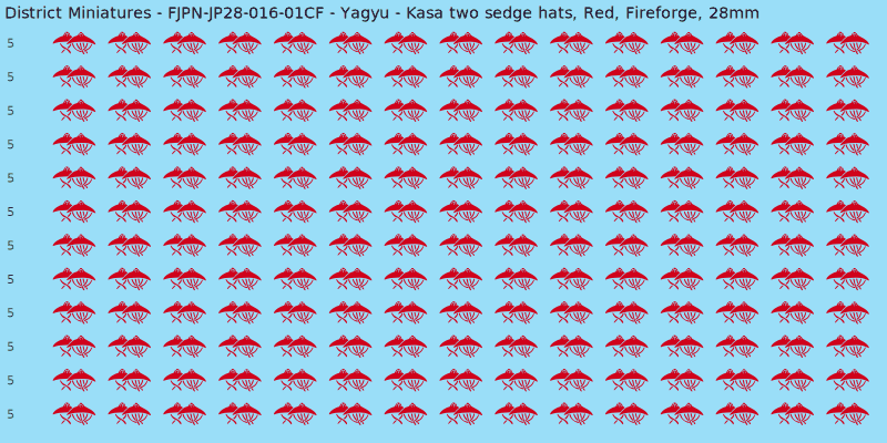 Yagyu clan mon, Red waterslide decal sheet, Fireforge banner sizes, 28mm